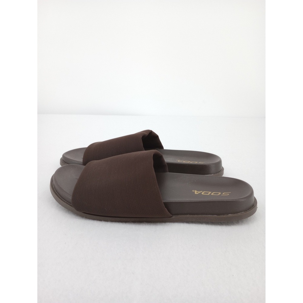 Soda Carly Slide Sandals Women 9M Brown Mesh Strap Flat